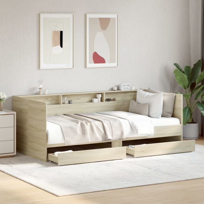 Daybed with Drawers Sonoma Oak 75x190cm Small Single