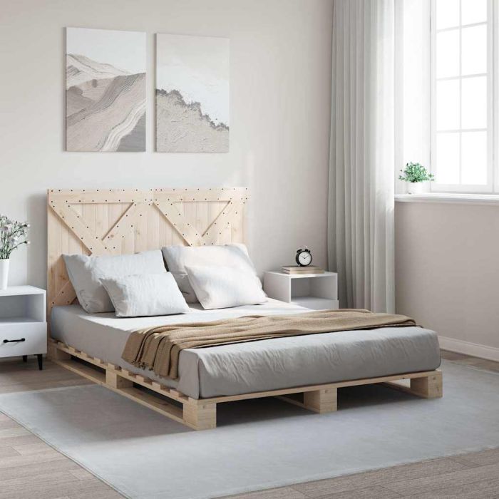 Bedframe with Headboard 140x200cm Solid Wood