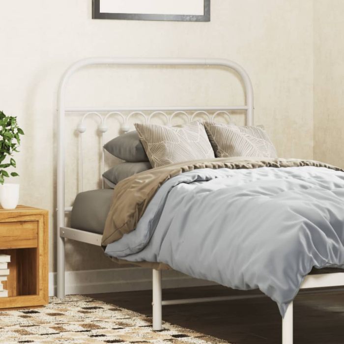 Metal Headboard White 90 cm