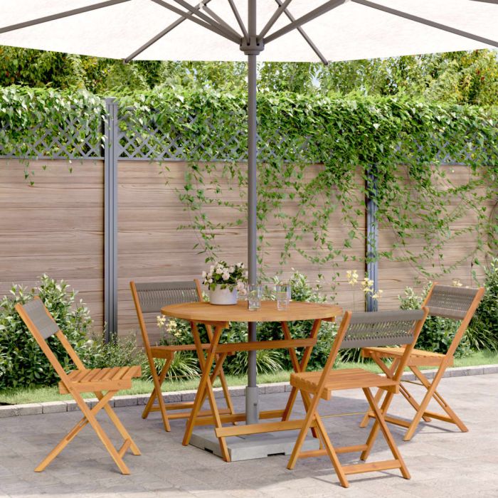 5 Piece Garden Dining Set Grey Polypropylene and Solid Wood
