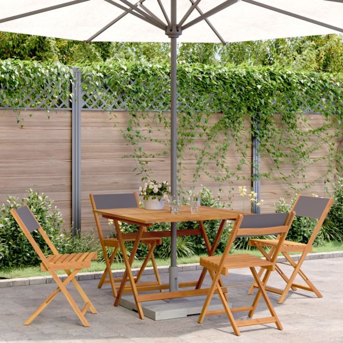 5 Piece Garden Dining Set Anthracite Fabric and Solid Wood