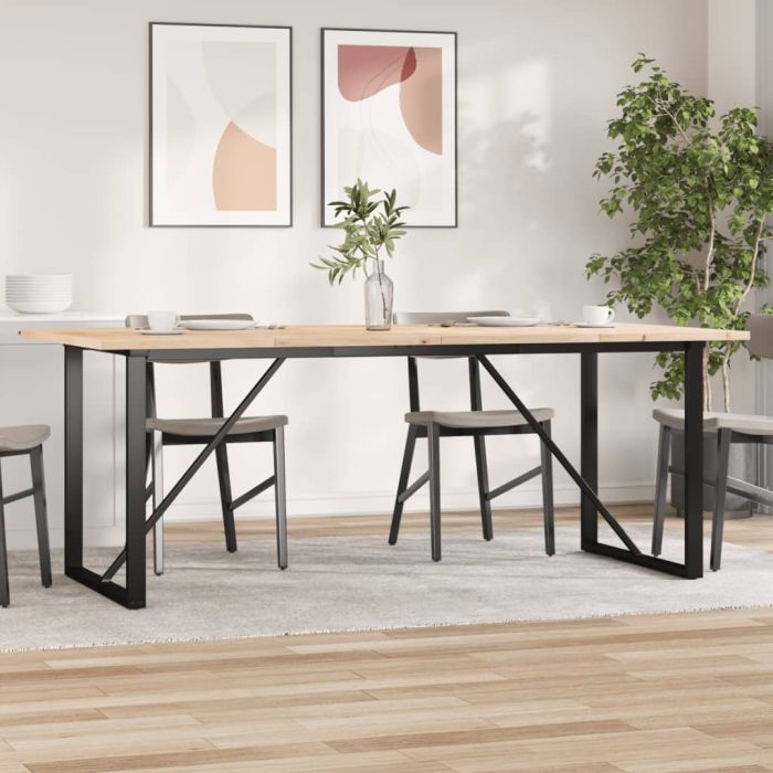 Dining Table O-Frame 200x100x75.5 cm Solid Wood Pine and Steel