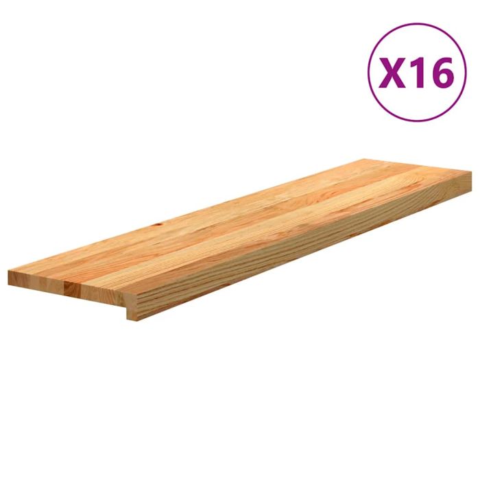 Stair Treads 16 Pieces Light Brown 110x30x2 cm Solid Wood Oak