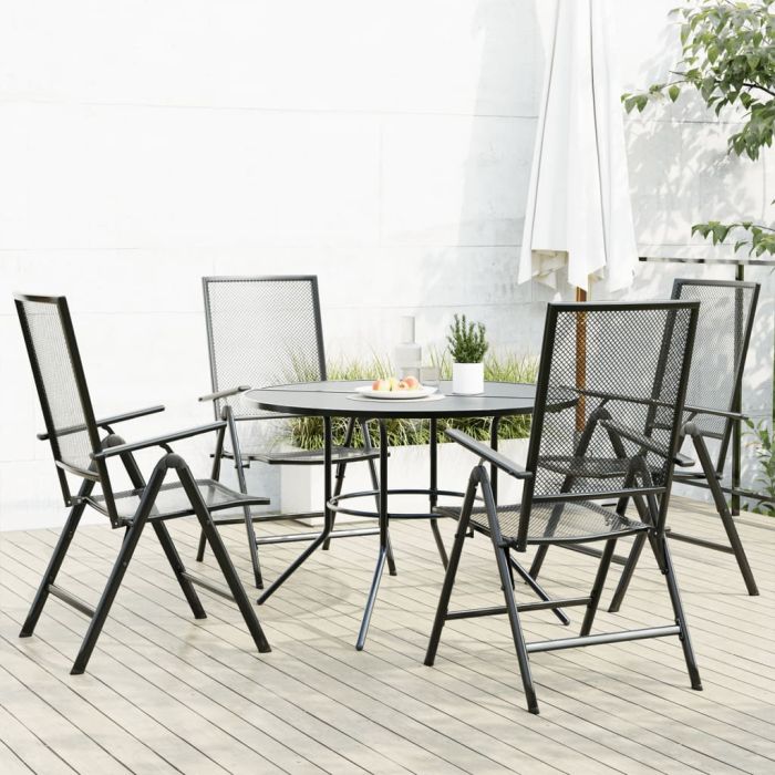 Reclining Garden Chair Set 5 pcs Anthracite Powder-coated Steel