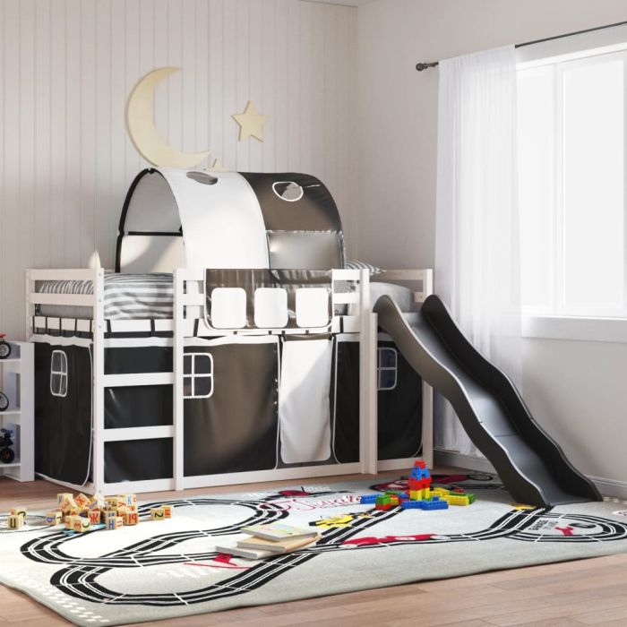 Bunkbed with Slide White and Black 90x200cm