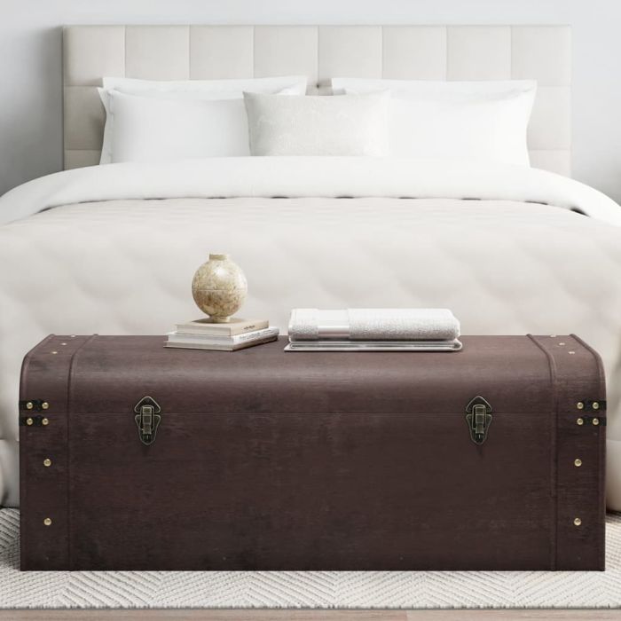 Treasure Chest with Latches Dark Brown 110x50x39.5 cm Plywood