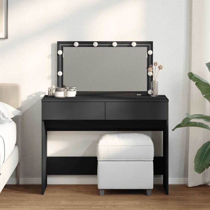 Dressing Table with LED Black 100x40x120 cm