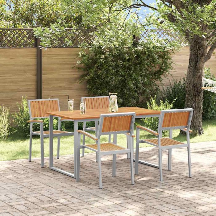 CLEFORD Garden Dining Set 5 pcs Solid Acacia Wood - Grey