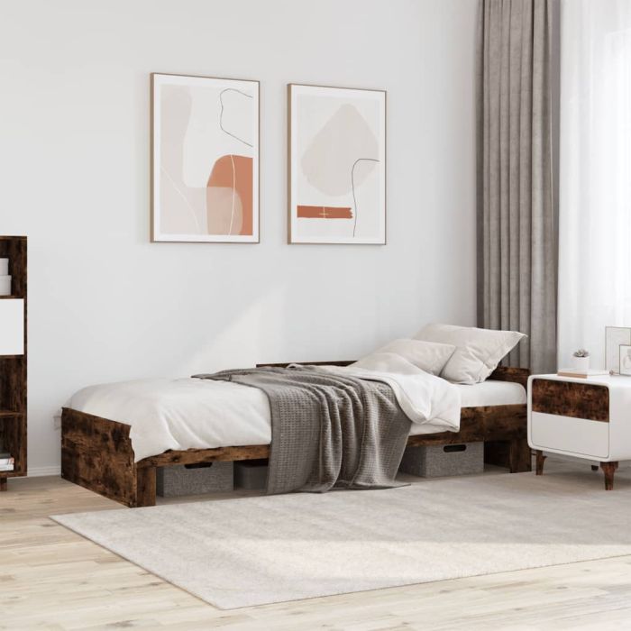 Bedframe Smoked Oak 90x200cm Engineered Wood
