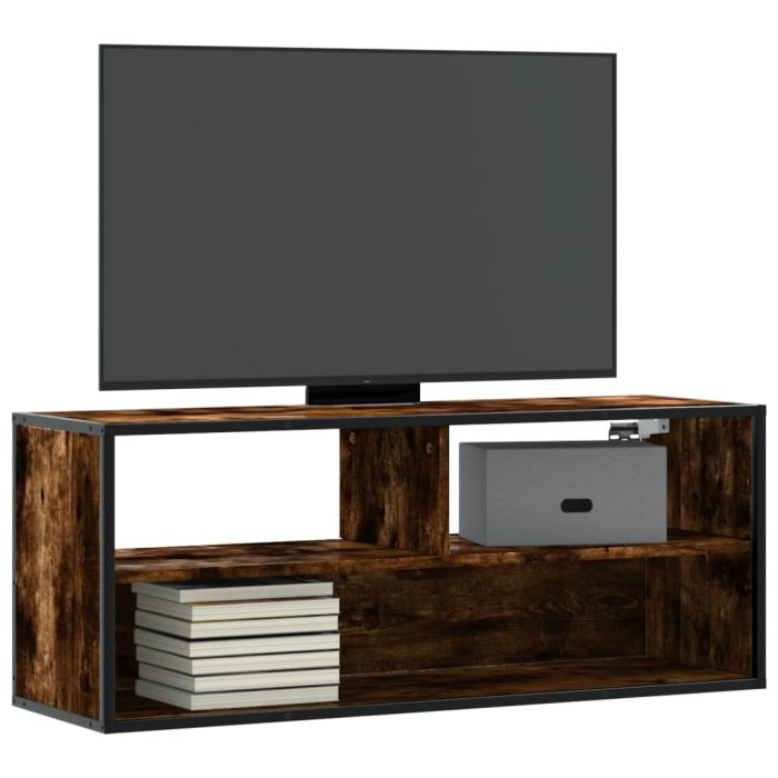 TV Cabinet Smoked Oak 100x31x39.5 cm Engineered Wood and Metal