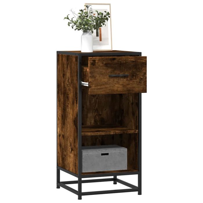 Sideboard Smoked Oak 35.5x35x76 cm Engineered Wood and Metal