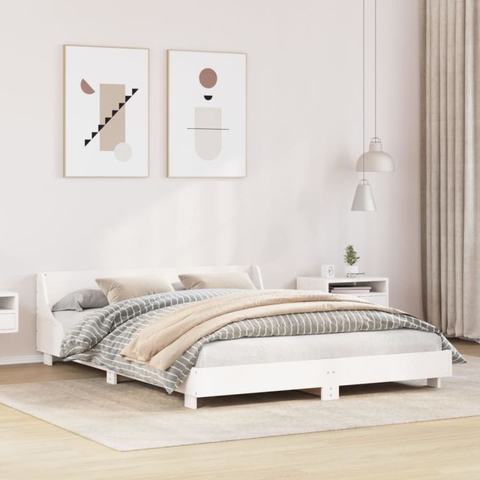 Bedframe White 140x200cm Solid Wood Pine