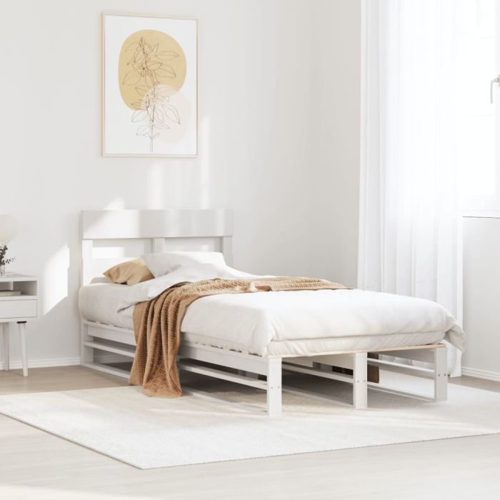 Bedframe White 90x190cm Single Solid Wood Pine
