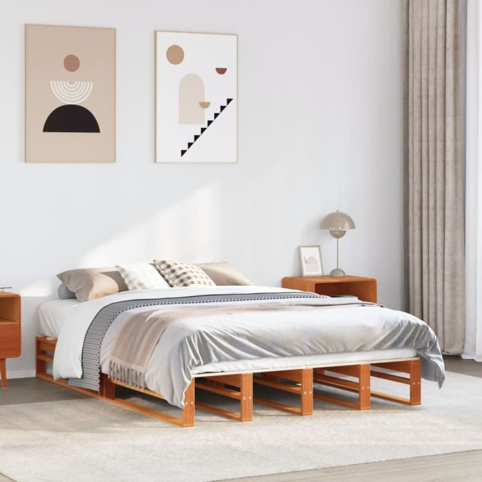 Bedframe Wax Brown 140x200cm Solid Wood Pine