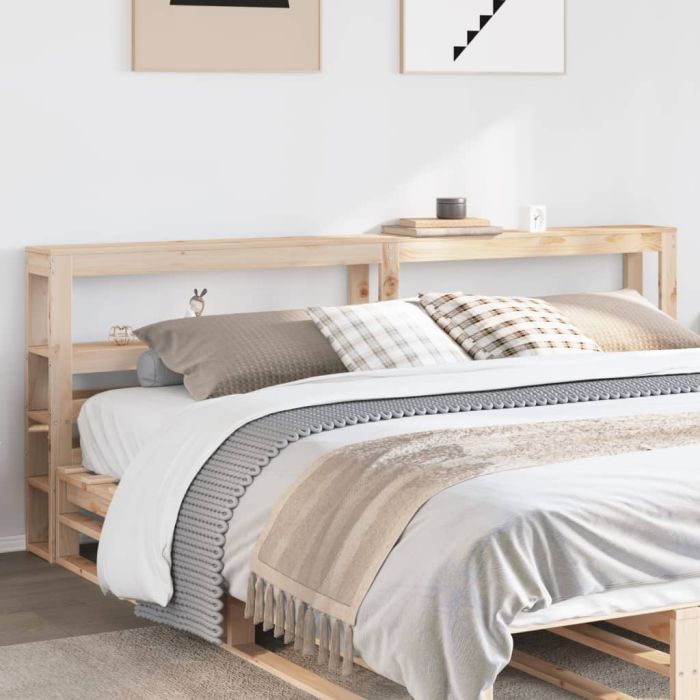 Headboard with Shelves 180 cm Solid Wood Pine