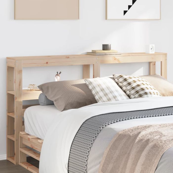 Headboard with Shelves 160 cm Solid Wood Pine