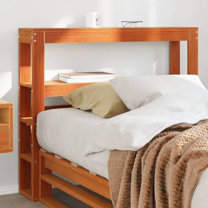 Headboard with Shelves Wax Brown 100 cm Solid Wood Pine
