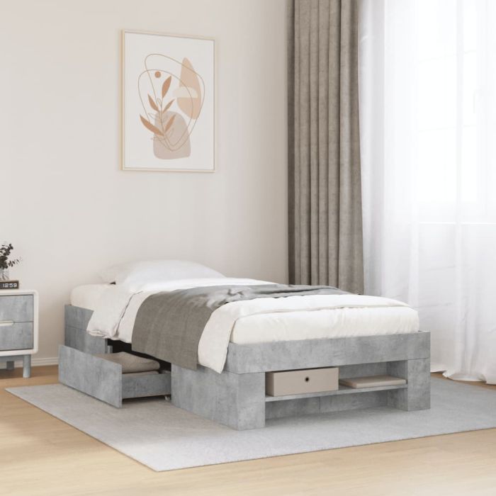 Bedframe Concrete Grey 90x200cm Engineered Wood