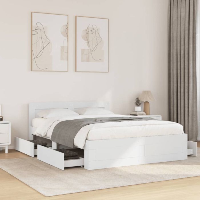 Bedframe with Headboard White 140x190cm