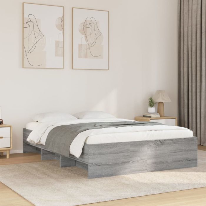 Bedframe Grey Sonoma 140x200cm Engineered Wood