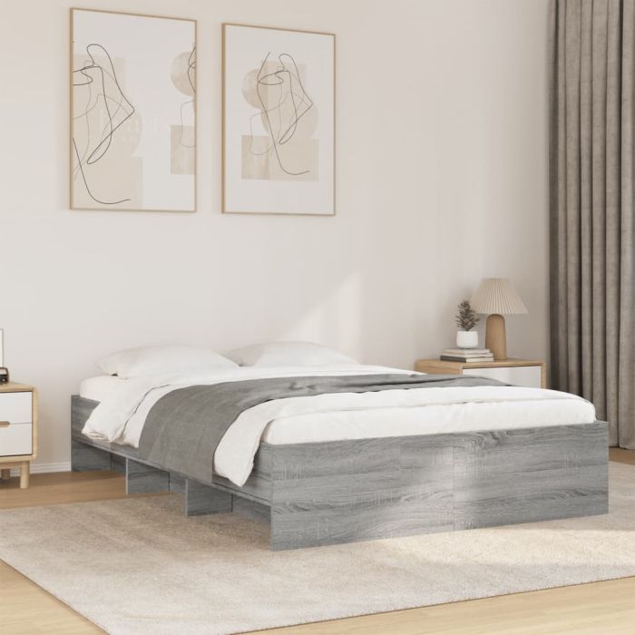 Bedframe Grey Sonoma 140x190cm Engineered Wood