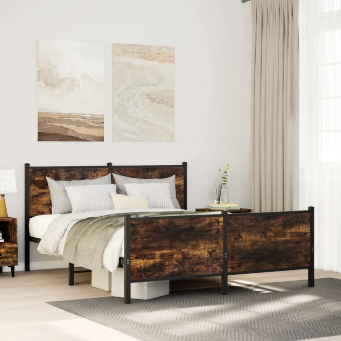 Metal Bedframe Smoked Oak 140x190cm