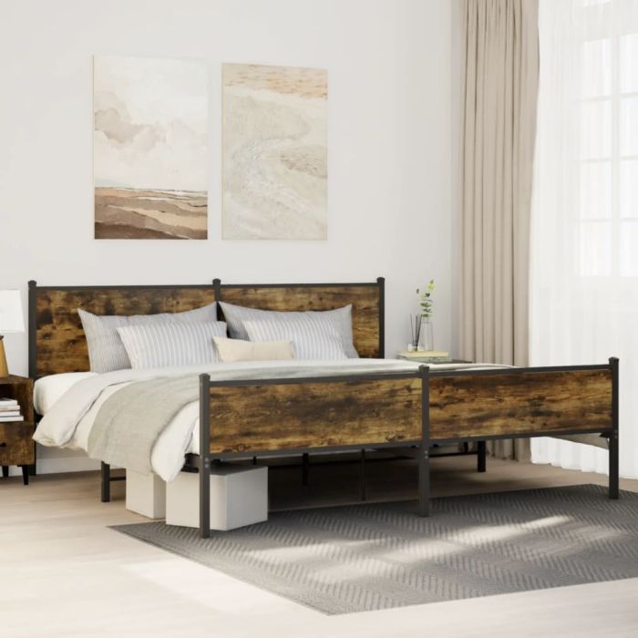 Metal Bedframe Smoked Oak 200x200cm
