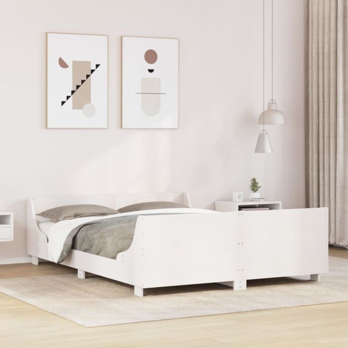 Bedframe White 140x190cm Solid Wood Pine