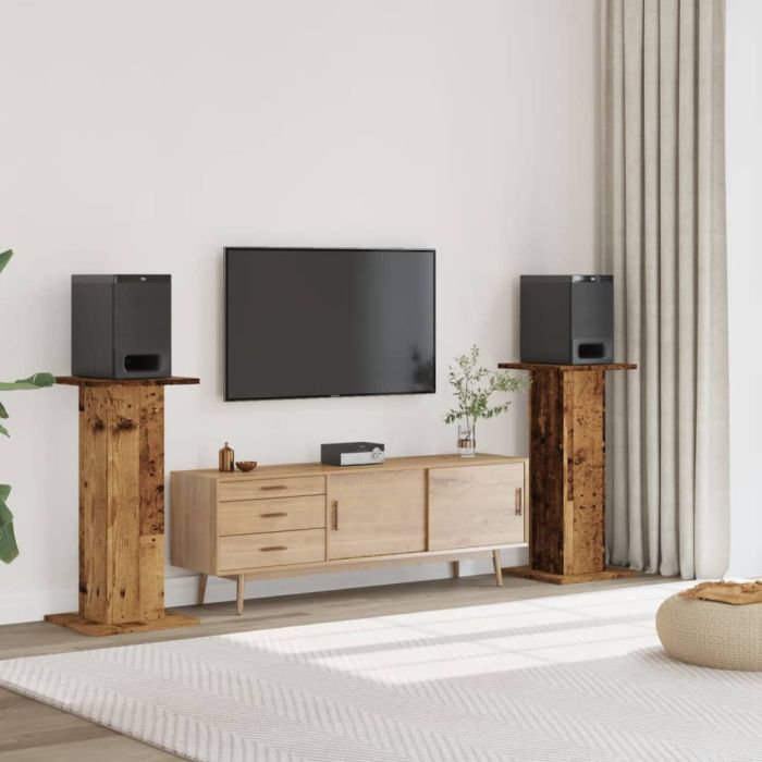 Speaker Stands 2 Pieces Old Wood 30x30x95 cm Engineered Wood