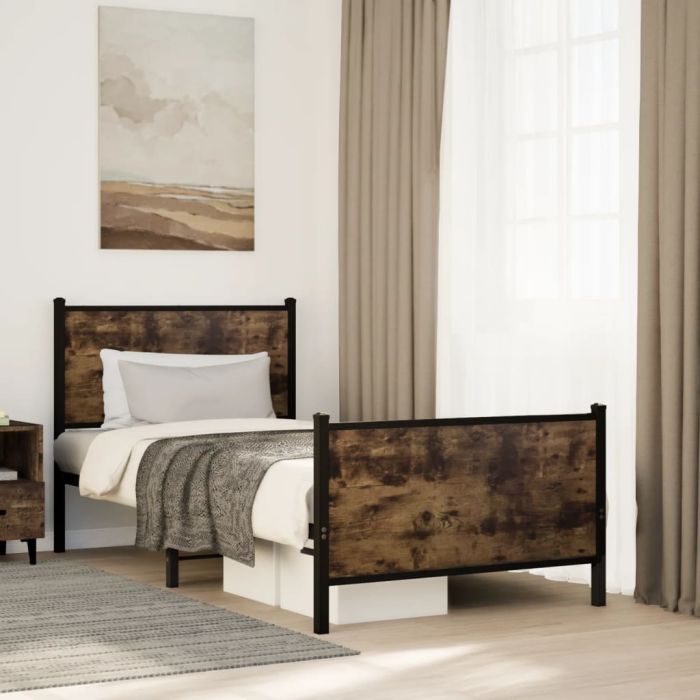 Metal Bedframe Smoked Oak 75x190cm Small Single