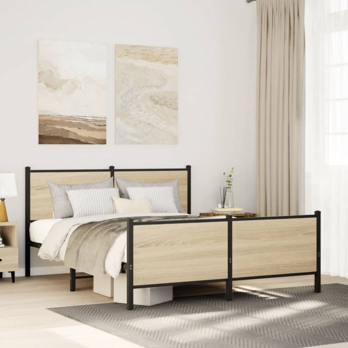 Metal Bedframe Sonoma Oak 137x190cm