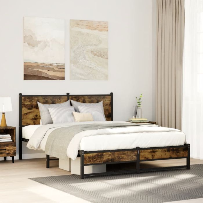 Metal Bedframe Smoked Oak 140x200cm