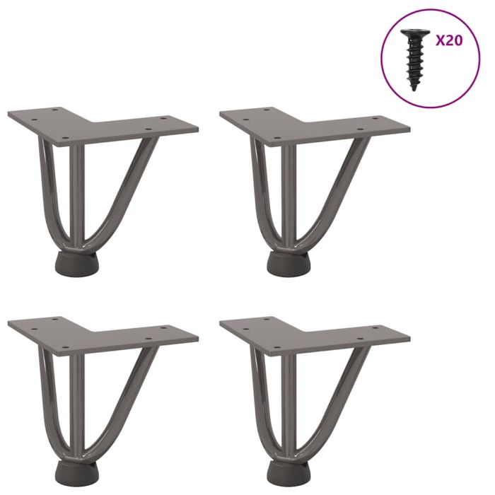 Hairpin Table Legs 4 pcs Natural Steel 10 cm Solid Steel