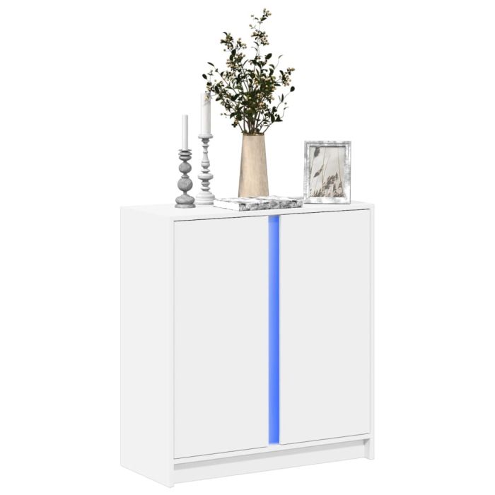Sideboard with LED White 77x34x85 cm Engineered Wood