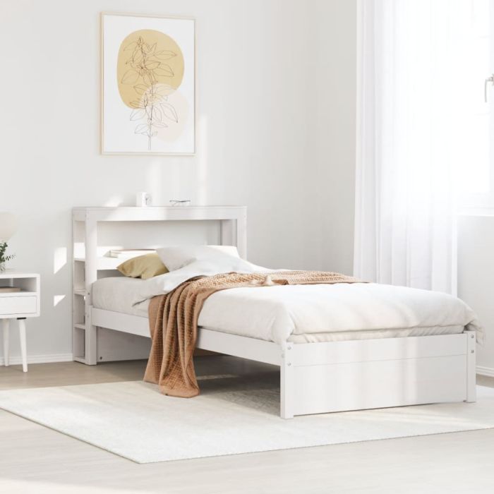 Bedframe with Headboard White 75x190cm Small Single
