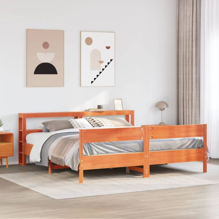 Bedframe Wax Brown 200x200cm Solid Wood Pine