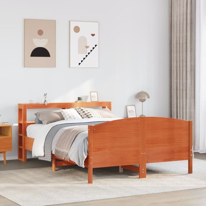 Bedframe Wax Brown 140x200cm Solid Wood Pine