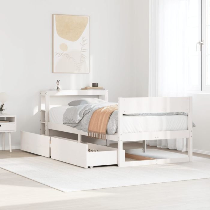 Bedframe White 75x190cm Small Single Solid Wood Pine