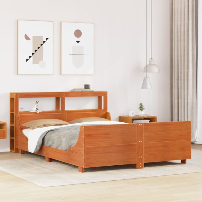Bedframe Wax Brown 140x200cm Solid Wood Pine