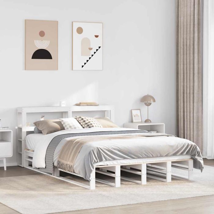 Bedframe White 150x200cm King Size Solid Wood Pine