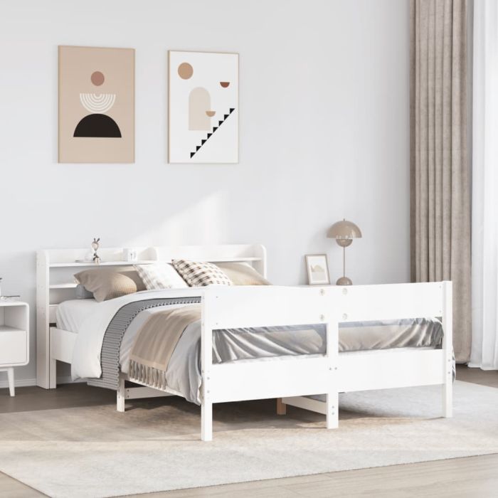 Bedframe White 140x200cm Solid Wood Pine