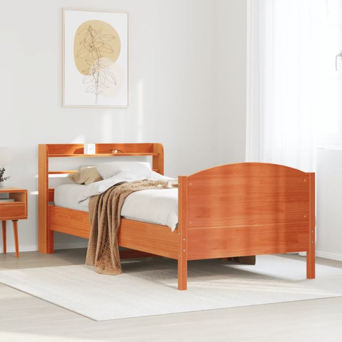 Bedframe Wax Brown 100x200cm Solid Wood Pine