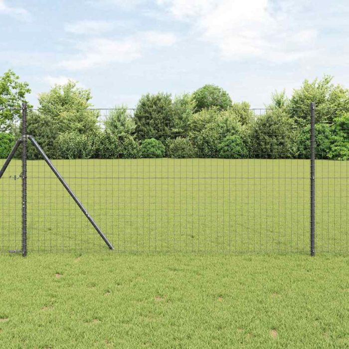 Euro Fence with 7 Posts 1.4x10 m Galvanised Steel Grey
