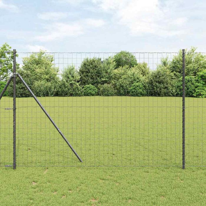Euro Fence with 7 Posts 1.5x10 m Galvanised Steel Grey