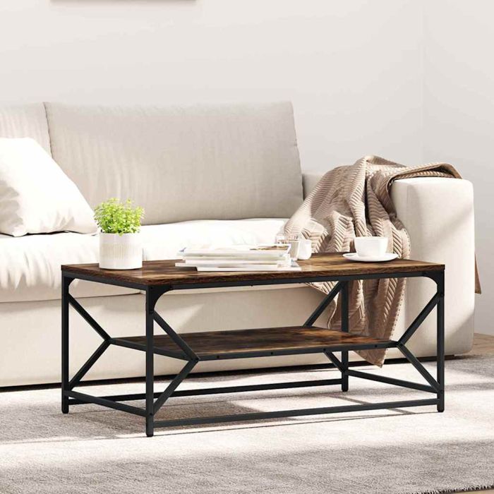 Coffee Table with Shelf Smoked Oak 90x50x40 cm Engineered Wood