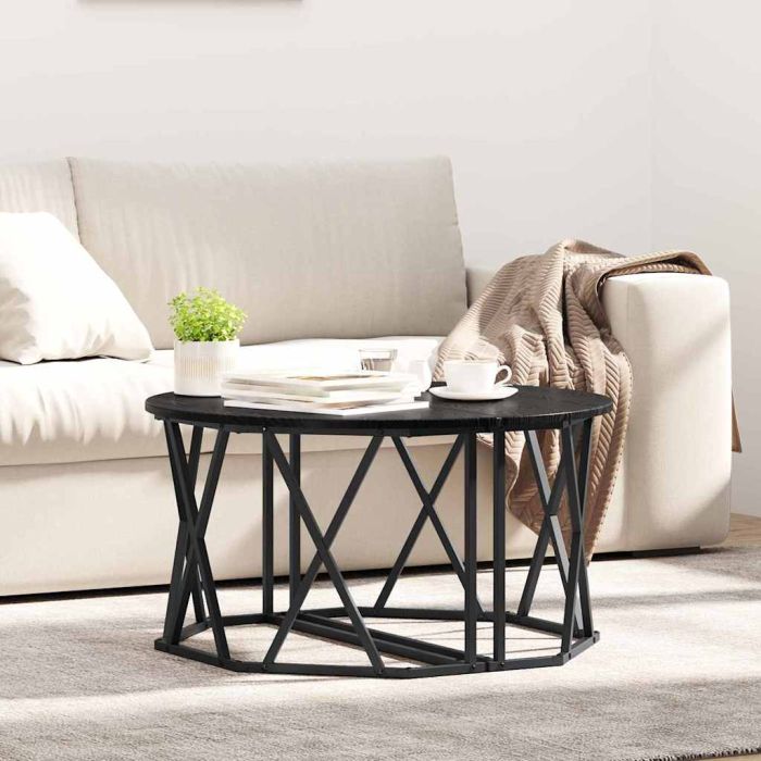 Black Oak Coffee Table 80x80x42 cm Made of Engineered Wood