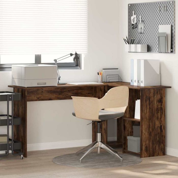 Smoked Oak Computer Desk Smoked oak Engineered wood Large