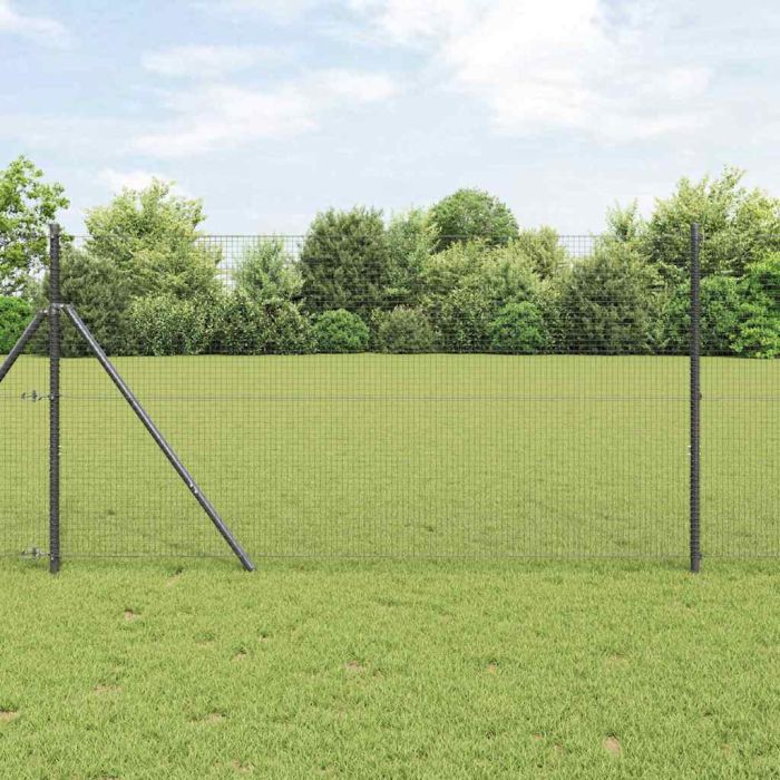 Fence Post Set Set of 2 Grey Metal, PVC 25 x 1 m Durable