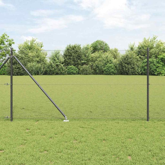 Grey Fence Post Set Set of 2 Grey Metal, Plastic 10 x 1 m