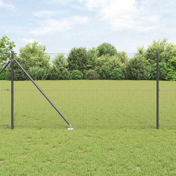 Welded Wire Fence with 13 Spike Posts Grey 1x25 m Steel